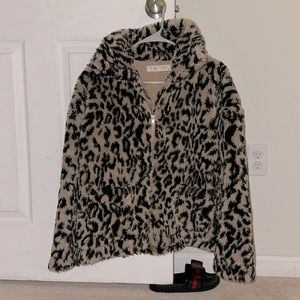 Leopard faux fur  jacket